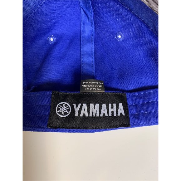 Authentic Yamaha Motorsports Mens Classic Racing White Logo on Blue Baseball Hat - Picture 7 of 7